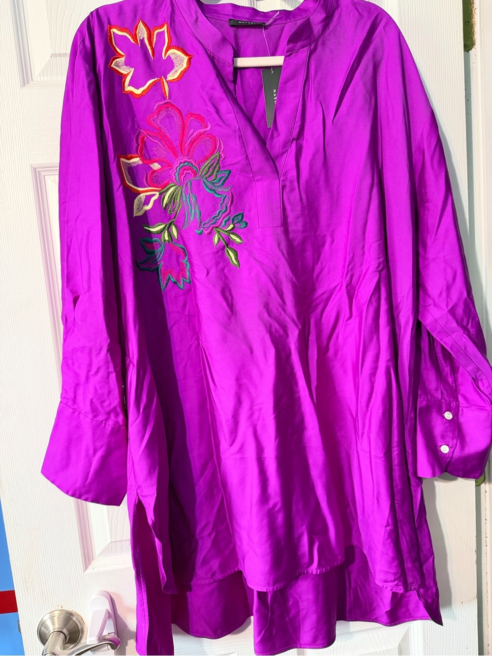 Natori Oversized Floral Emroidered Blouse $495